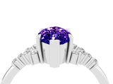 White gold Marquise Cut Tanzanite Ring with Side Stones and Four-Prong Setting_40