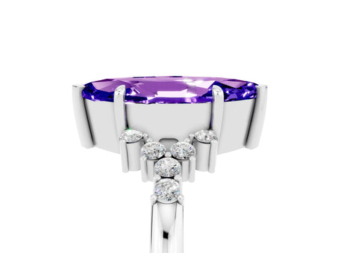 White gold Marquise Cut Tanzanite Ring with Side Stones and Four-Prong Setting_41