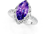 White gold Marquise Cut Tanzanite Scalloped Halo Engagement Ring with Round Shared Prong Band_25