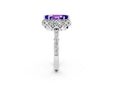 White gold Marquise Cut Tanzanite Scalloped Halo Engagement Ring with Round Shared Prong Band_26