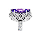 White gold Marquise Cut Tanzanite Scalloped Halo Engagement Ring with Round Shared Prong Band_29