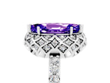 White gold Marquise Cut Tanzanite Scalloped Halo Engagement Ring with Round Shared Prong Band_35