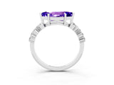 White gold Marquise Cut Tanzanite Scattered Round Accent Ring with Prong Setting_27