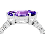 White gold Marquise Cut Tanzanite Scattered Round Accent Ring with Prong Setting_28