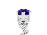 White gold Marquise Cut Tanzanite Scattered Round Accent Ring with Prong Setting_29