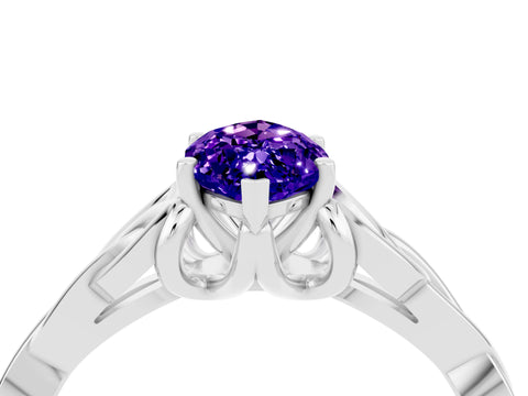 White gold Marquise Cut Tanzanite Solitaire Celtic Knot Ring with Four-Prong Setting_16