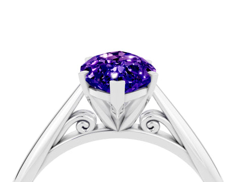 White gold Marquise Cut Tanzanite Solitaire Engagement Ring with Cathedral Setting and Four-Prong Mount_16