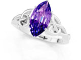 White gold Marquise Cut Tanzanite Solitaire Engagement Ring with Celtic Knot Band and Four-Prong Setting_1