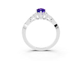 White gold Marquise Cut Tanzanite Solitaire Engagement Ring with Celtic Knot Band and Four-Prong Setting_3