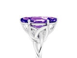 White gold Marquise Cut Tanzanite Solitaire Engagement Ring with Celtic Knot Band and Four-Prong Setting_5