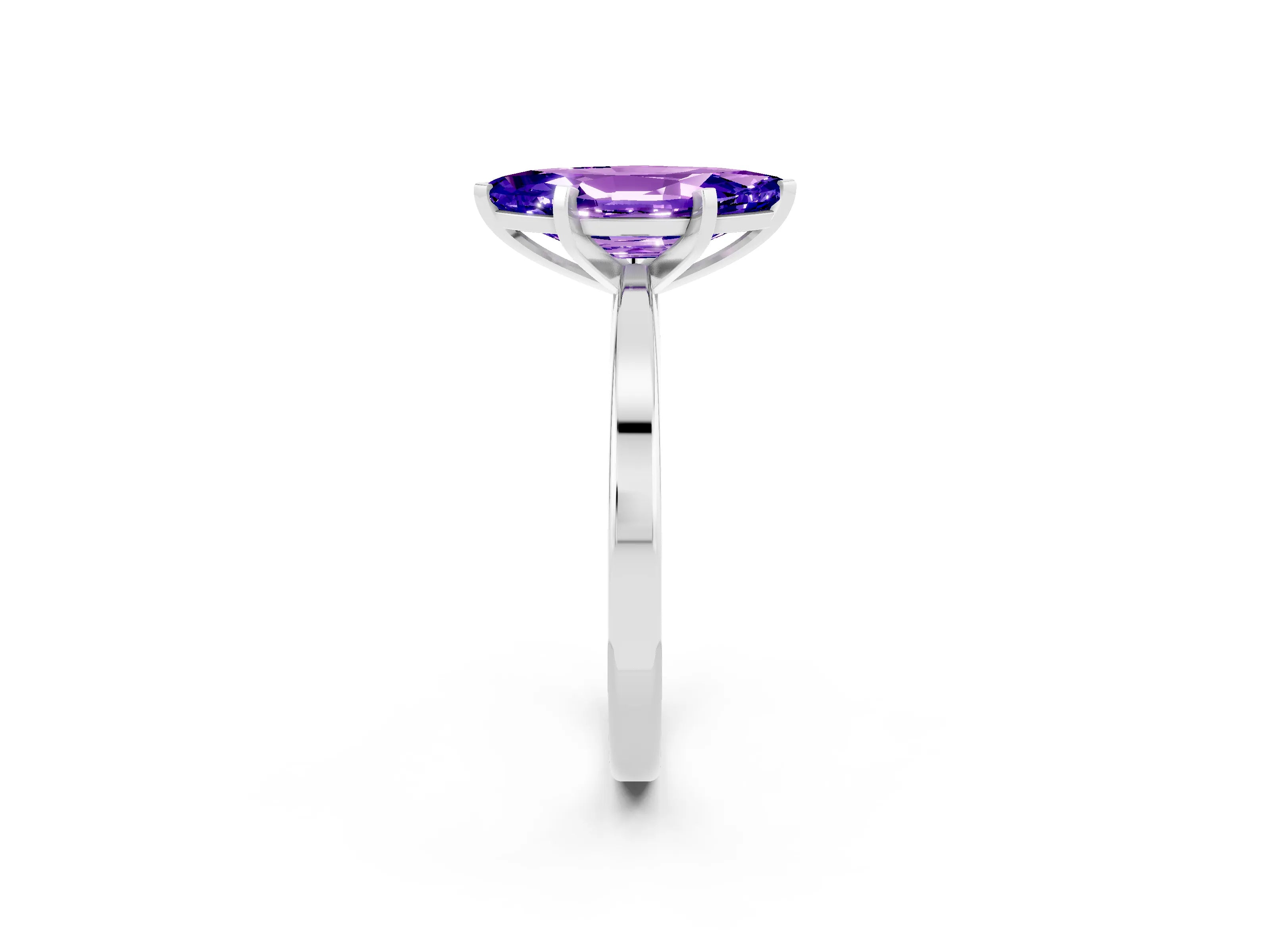 White gold Marquise Cut Tanzanite Solitaire Engagement Ring with Classic Band and Four-Prong Setting_26