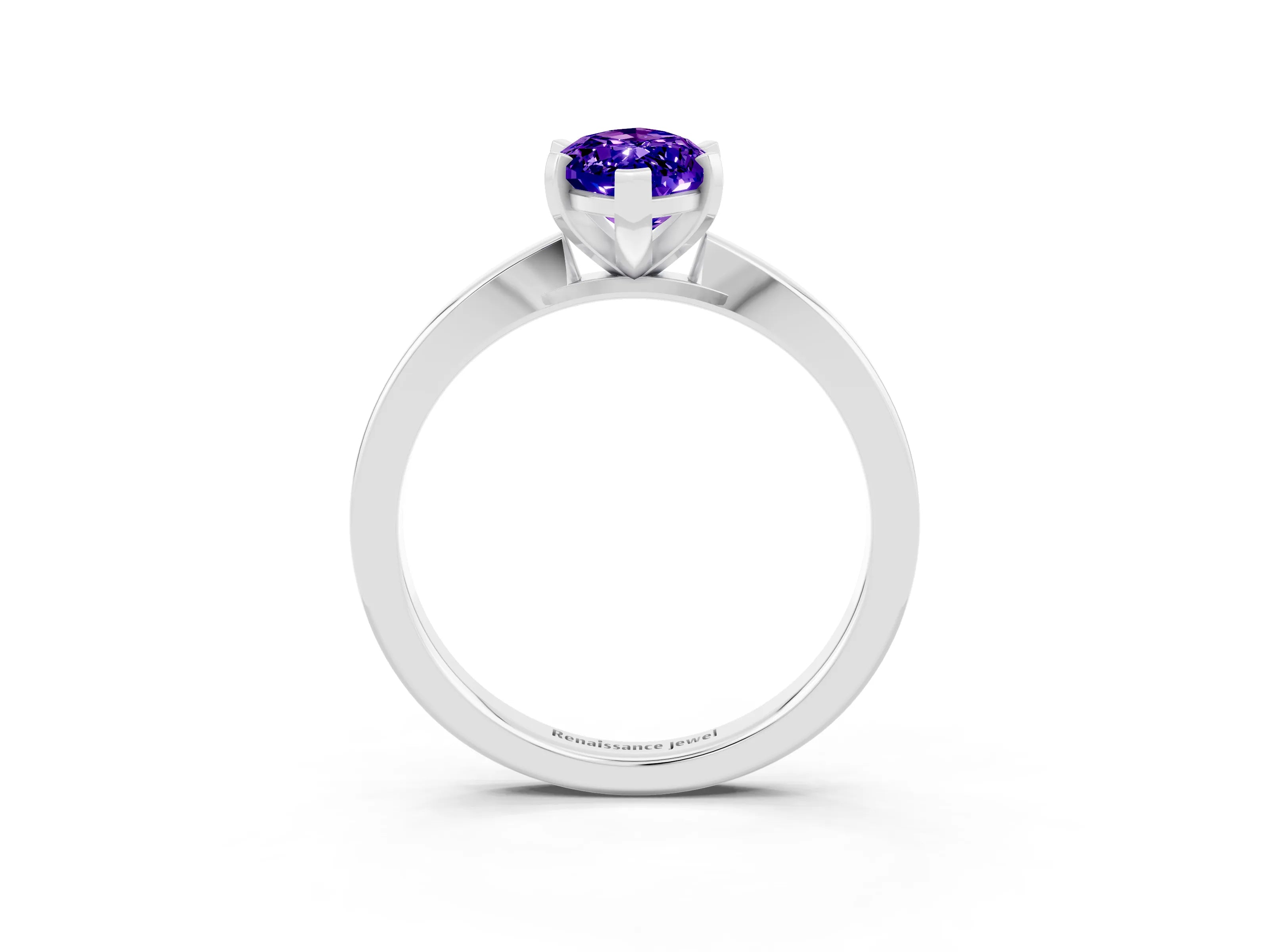 White gold Marquise Cut Tanzanite Solitaire Engagement Ring with Classic Band and Four-Prong Setting_27