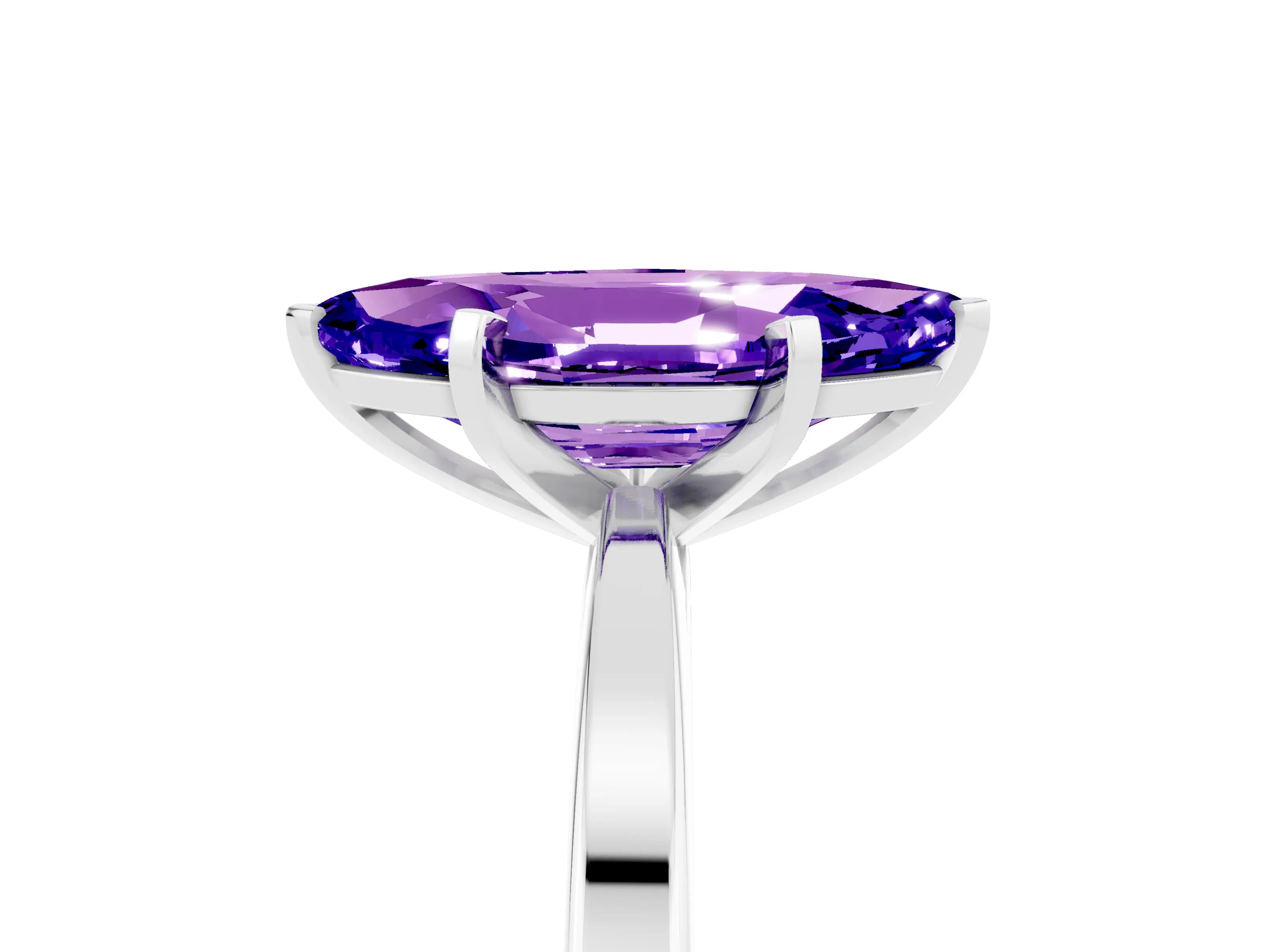 White gold Marquise Cut Tanzanite Solitaire Engagement Ring with Classic Band and Four-Prong Setting_29