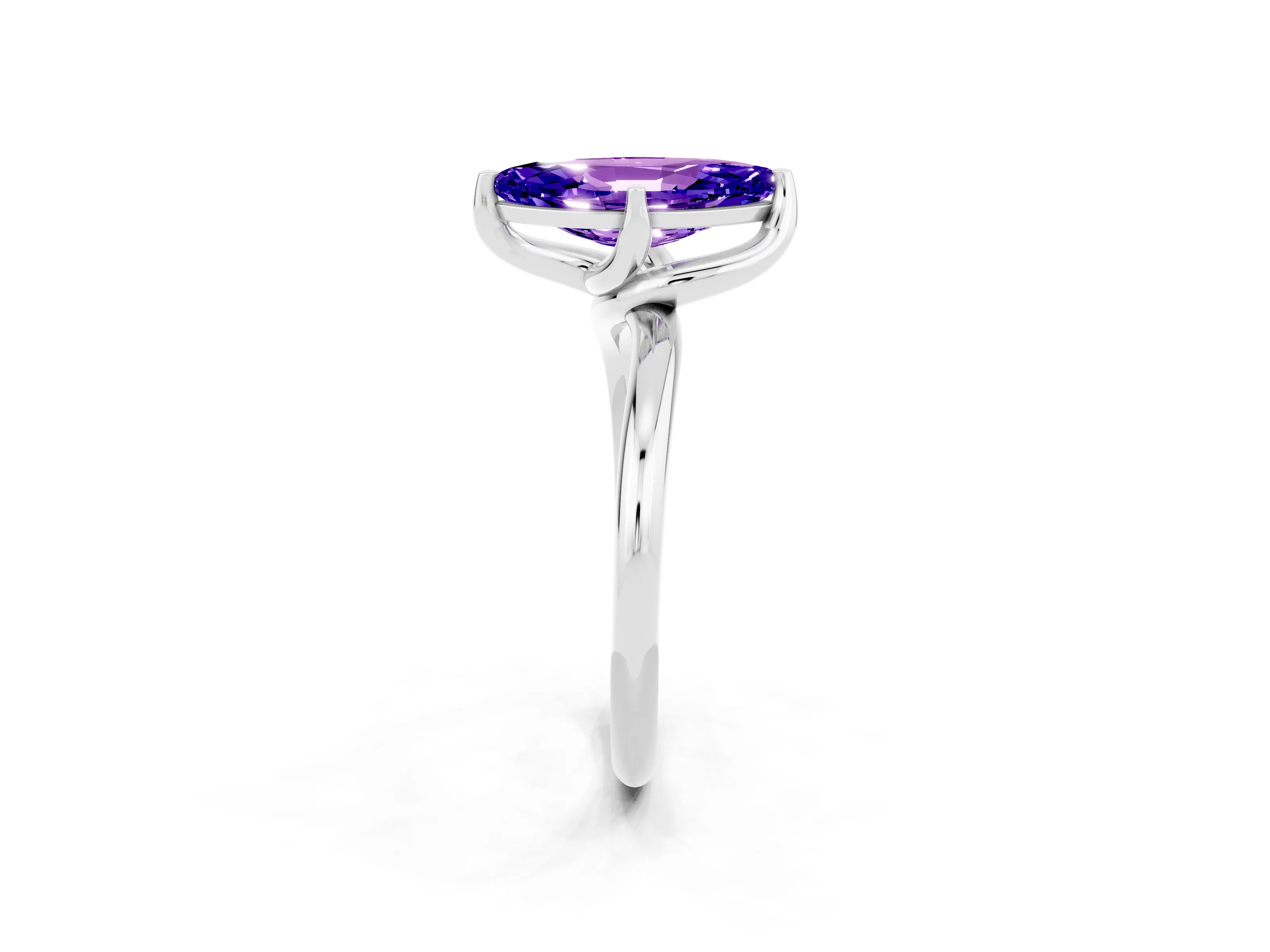 White gold Marquise Cut Tanzanite Solitaire Engagement Ring with Four-Prong Setting and Classic Band_14