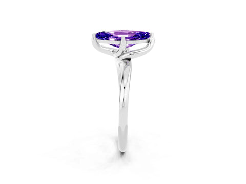White gold Marquise Cut Tanzanite Solitaire Engagement Ring with Four-Prong Setting and Classic Band_14