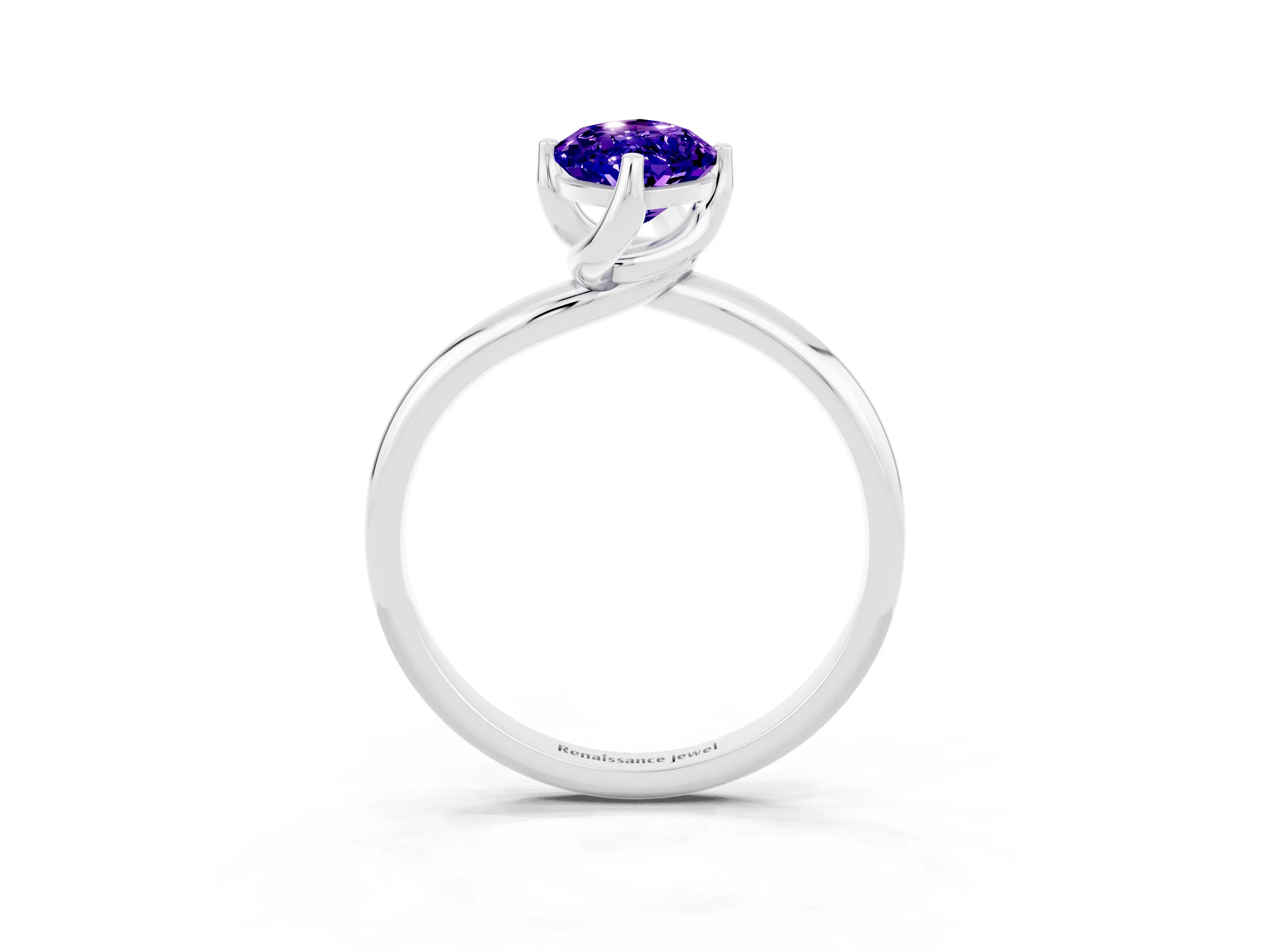 White gold Marquise Cut Tanzanite Solitaire Engagement Ring with Four-Prong Setting and Classic Band_15