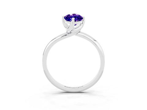 White gold Marquise Cut Tanzanite Solitaire Engagement Ring with Four-Prong Setting and Classic Band_15