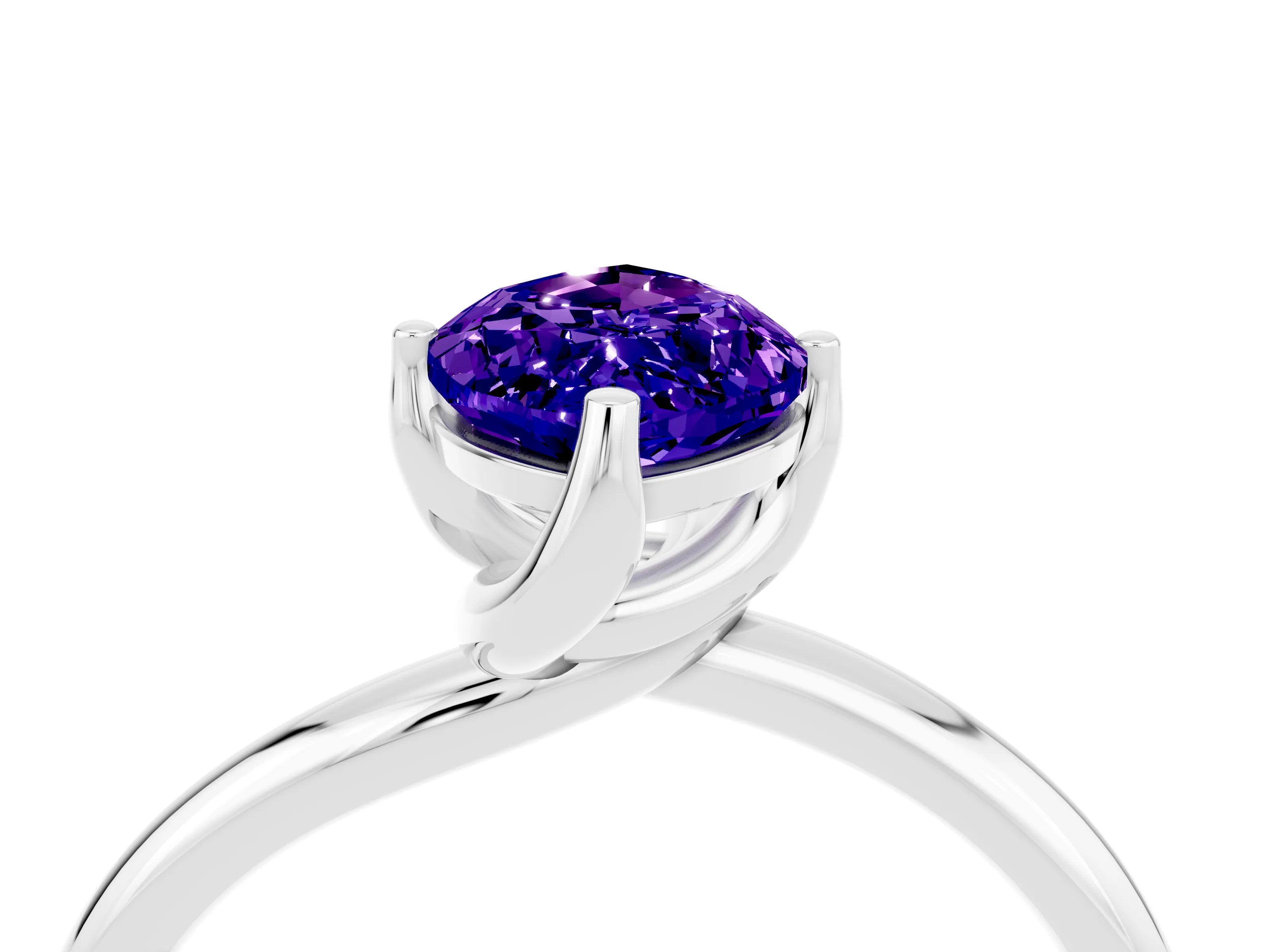 White gold Marquise Cut Tanzanite Solitaire Engagement Ring with Four-Prong Setting and Classic Band_16