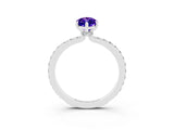 White gold Marquise Cut Tanzanite Solitaire Engagement Ring with Pavé Band and Four-Prong Setting_3