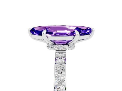 White gold Marquise Cut Tanzanite Solitaire Engagement Ring with Pavé Band and Four-Prong Setting_5