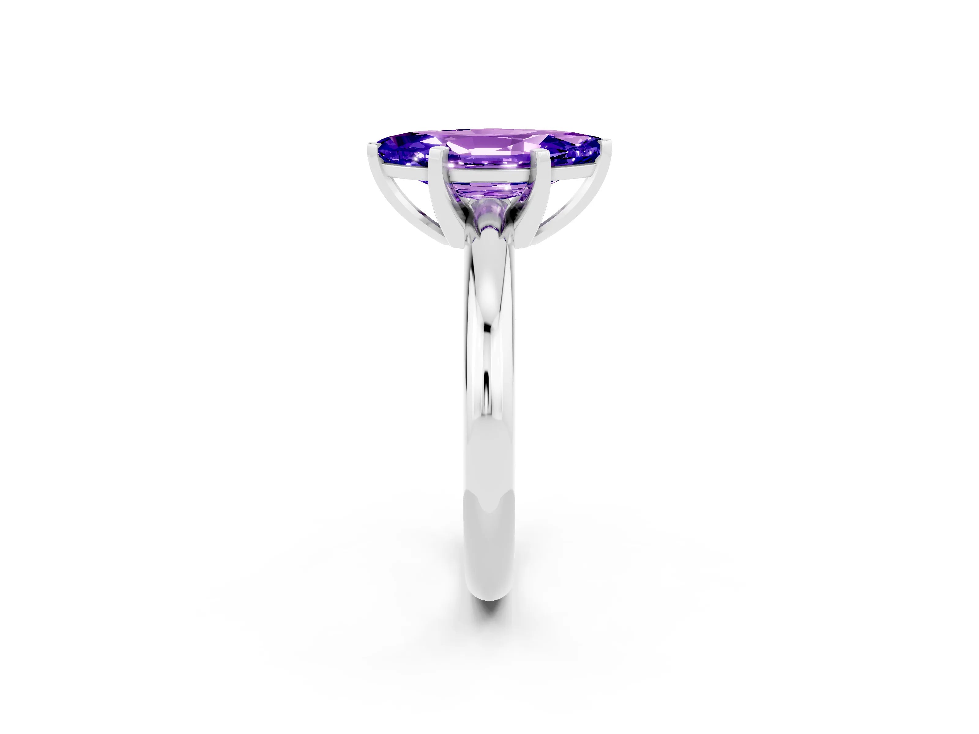 White gold Marquise Cut Tanzanite Solitaire Engagement Ring with Round Band and Four-Prong Setting_2