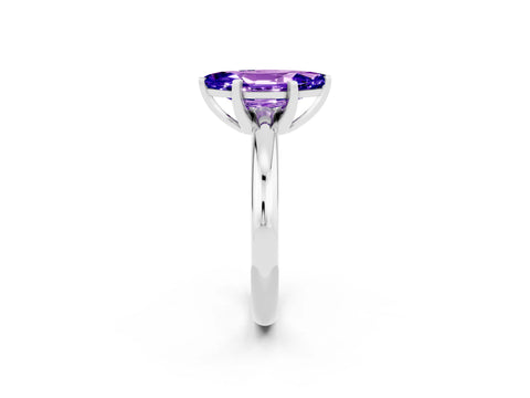 White gold Marquise Cut Tanzanite Solitaire Engagement Ring with Round Band and Four-Prong Setting_2