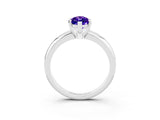 White gold Marquise Cut Tanzanite Solitaire Engagement Ring with Round Band and Four-Prong Setting_3