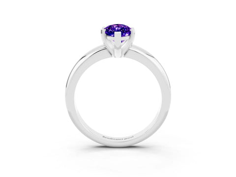 White gold Marquise Cut Tanzanite Solitaire Engagement Ring with Round Band and Four-Prong Setting_3