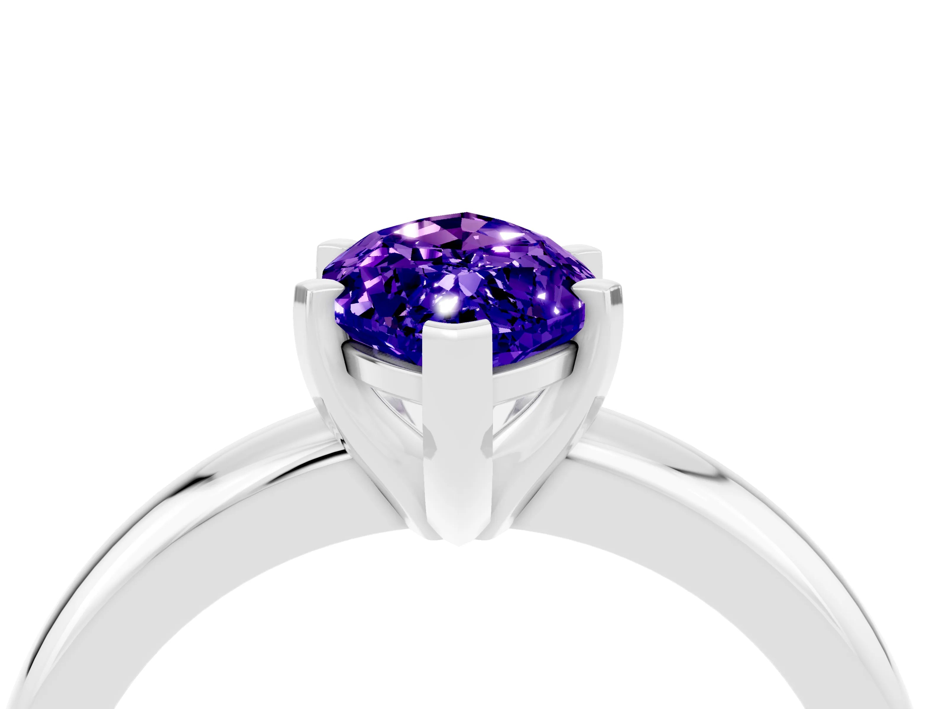 White gold Marquise Cut Tanzanite Solitaire Engagement Ring with Round Band and Four-Prong Setting_4