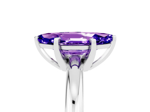 White gold Marquise Cut Tanzanite Solitaire Engagement Ring with Round Band and Four-Prong Setting_5