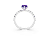 White gold Marquise Cut Tanzanite Solitaire Pavé Band with Four-Prong Setting_3