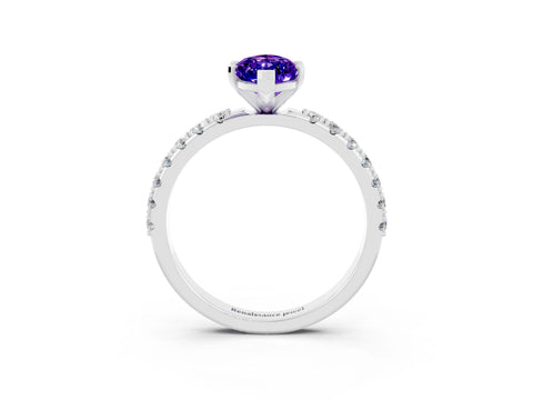 White gold Marquise Cut Tanzanite Solitaire Pavé Band with Four-Prong Setting_3