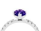 White gold Marquise Cut Tanzanite Solitaire Pavé Band with Four-Prong Setting_4