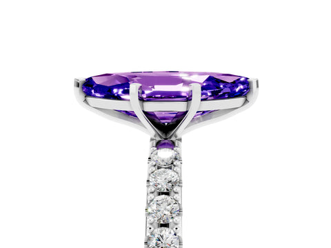 White gold Marquise Cut Tanzanite Solitaire Pavé Band with Four-Prong Setting_5
