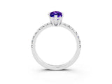 White gold Marquise Cut Tanzanite Solitaire Pavé Engagement Ring with Round Band and Prong Setting_15