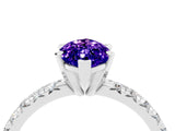 White gold Marquise Cut Tanzanite Solitaire Pavé Engagement Ring with Round Band and Prong Setting_16