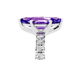 White gold Marquise Cut Tanzanite Solitaire Pavé Engagement Ring with Round Band and Prong Setting_17