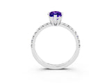 White gold Marquise Cut Tanzanite Solitaire Pavé Engagement Ring with Round Band and Prong Setting_69