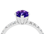 White gold Marquise Cut Tanzanite Solitaire Pavé Engagement Ring with Round Band and Prong Setting_70