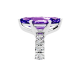 White gold Marquise Cut Tanzanite Solitaire Pavé Engagement Ring with Round Band and Prong Setting_71