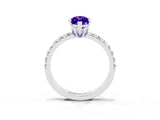 White gold Marquise Cut Tanzanite Solitaire Pavé Engagement Ring with Round Band and Prong Setting_81