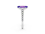 White gold Marquise Cut Tanzanite Solitaire Ring with Cathedral Setting and Pavé Band_2