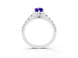 White gold Marquise Cut Tanzanite Solitaire Ring with Cathedral Setting and Pavé Band_3