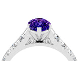 White gold Marquise Cut Tanzanite Solitaire Ring with Cathedral Setting and Pavé Band_4