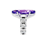 White gold Marquise Cut Tanzanite Solitaire Ring with Cathedral Setting and Pavé Band_5