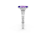White gold Marquise Cut Tanzanite Solitaire Ring with Filigree Band and Four-Prong Setting_26