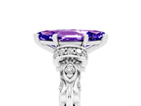White gold Marquise Cut Tanzanite Solitaire Ring with Filigree Band and Four-Prong Setting_29