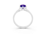 White gold Marquise Cut Tanzanite Solitaire Ring with Flower Prong Setting and Classic Band_15