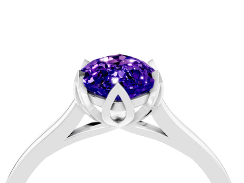 White gold Marquise Cut Tanzanite Solitaire Ring with Flower Prong Setting and Classic Band_16