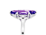White gold Marquise Cut Tanzanite Solitaire Ring with Flower Prong Setting and Classic Band_17